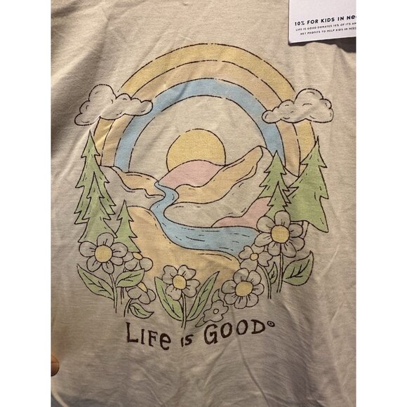 Life Is Good Rainbow River Forest Crop T Shirt Women Sz XS Cream Crusher Tee NWT - Picture 6 of 6